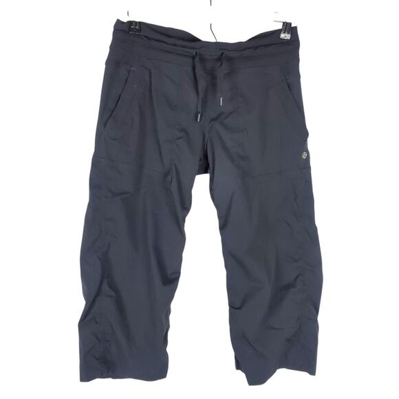 Lululemon Studio Crop Pants Size 6 Deep Coal Yoga Gym Capri Pull On Drawstring - Picture 1 of 12